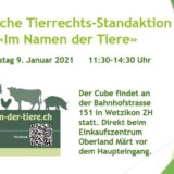 CUBE / Tierrechts-Standaktion «Im Namen der Tiere»