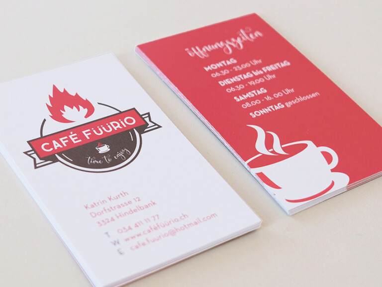 Neue Visitenkarten für Café Füürio, Hindelbank Neue Visitenkarten für Café Füürio, Hindelbank